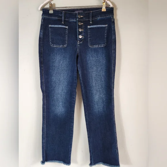 NYDJ Marilyn Straight Leg Jeans Patch Pockets Size 8. B13 - Picture 3 of 13